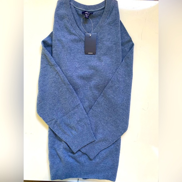 Lands End Men’s Cashmere V-Neck Sweater Medium Blue - Picture 3 of 12